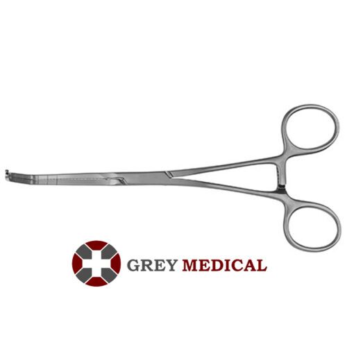 Dennis-Style Anastomosis Clamp - Cooley Jaws, Curved Handles